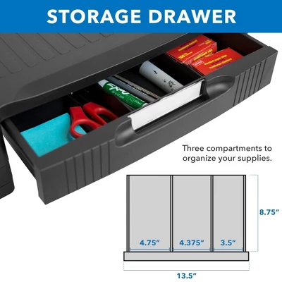 Mount-It! Monitor Riser With Drawer | Height Adjustable Monitor Stand With Sliding Three-Row Storage | Riser For Computer Screen, Printer, Or Laptop 6 Mount-It! Monitor Riser With Drawer | Height Adjustable Monitor Stand With Sliding Three-Row Storage | Riser For Computer Screen, Printer, Or Laptop - Image 4