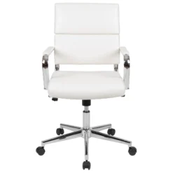 Merrick Lane Ergonomic Swivel Office Chair Panel Style Mid-Back Computer Desk Chair With Padded Metal Arms & Base -HOMCOM Store GUEST 19845478 50da 43a1 8631 54b6ba20aa61