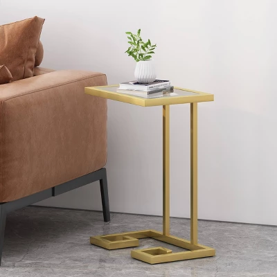 Hickson Modern Glam C Shaped End Table Gold - Christopher Knight Home 3 Hickson Modern Glam C Shaped End Table Gold - Christopher Knight Home