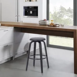 26" Harbor Backless Swivel Faux Leather Wood Counter Height Barstool Gray/Black - Armen Living 13 26" Harbor Backless Swivel Faux Leather Wood Counter Height Barstool Gray/Black - Armen Living -HOMCOM Store GUEST 1a96c10b beaf 4d0d 83a1 676bd956fd43