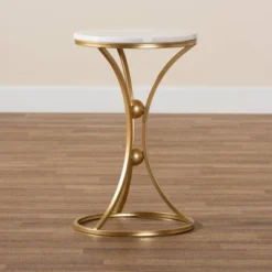 Tarmon Metal End Table With Marble Tabletop Gold - Baxton Studio -HOMCOM Store GUEST 1b07cf67 a6e8 4658 8962 2fc8ecf8d937