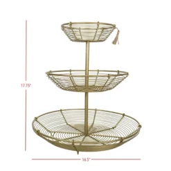 3-Tiered Basket Riser Brass Metal With Jute Tassel By Foreside Home & Garden -HOMCOM Store GUEST 1b481238 7ca9 4d51 9296 465a5db7387b