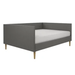Queen Fabio Mid-Century Daybed Queen Gray Linen - Room & Joy
