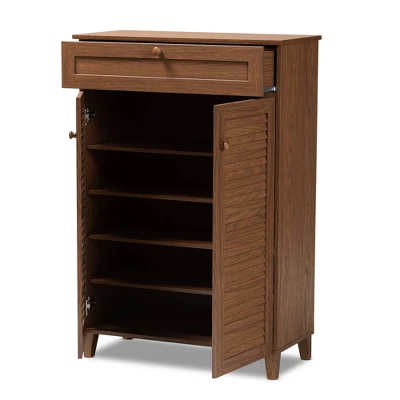 Shelf Wood Shoe Storage Cabinet With Drawer Coolidge Brown - Baxton Studio 3 Shelf Wood Shoe Storage Cabinet With Drawer Coolidge Brown - Baxton Studio
