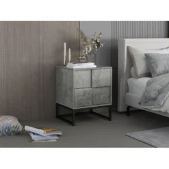 Adams 2 Drawers Cement Nightstand With Storage - The Pop Maison -HOMCOM Store GUEST 1c4d54ce dc67 4108 aeb9 d0bab64f3565
