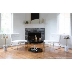 Casper Contemporary Upholstered Accent Chair Gold/Cream - LumiSource -HOMCOM Store GUEST 1d4742c0 6aba 47b7 a326 771ecfeec61f