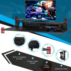 Costway Gaming Desk&Massage Gaming Chair Set W/ Footrest Monitor Shelf Power Strip Blue -HOMCOM Store GUEST 1d74038b 599c 4ee1 8b50 fbe69335c8c2