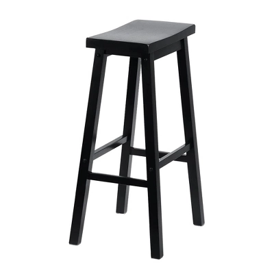 PJ Wood Classic Saddle-Seat 29" Tall Kitchen Counter Stools For Homes, Dining Spaces, And Bars With Backless Seats And 4 Square Legs, Black (4 Pack) 4 PJ Wood Classic Saddle-Seat 29" Tall Kitchen Counter Stools For Homes, Dining Spaces, And Bars With Backless Seats And 4 Square Legs, Black (4 Pack) - Image 2