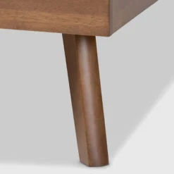 Alke Fabric Upholstered Walnut Finished Platform Bed - Baxton Studio -HOMCOM Store GUEST 1e71ed93 b08e 4542 9749 7ba60f560efd