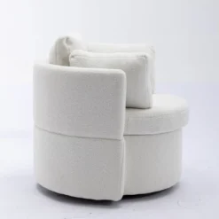 April 33.9" Seat Wide Teddy Upholstered Round Swivel Backrest Chair, Swivel Chairs With Storage Including 3 Pillows-Maison Boucle -HOMCOM Store GUEST 1e99b101 5f4d 46a6 a7e7 795b928d1ca5