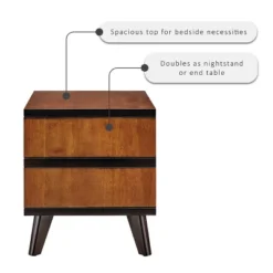 Mid-Century Modern 2 Drawer Nightstand Walnut - Linon -HOMCOM Store GUEST 1ef1a4ef a883 4b5d ac40 0b6c3df7ce00