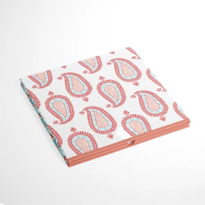 Bacati - Sophia Paisley Aqua/Coral Fabric Storage Box/Tote Large 5 Bacati - Sophia Paisley Aqua/Coral Fabric Storage Box/Tote Large - Image 3