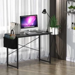 Costway 40''Modern Computer Desk Study Writing Table W/ Storage Bag Black/Coffee/Brown -HOMCOM Store GUEST 1fc22fc8 a990 4467 886d b9a5e2dde8c1