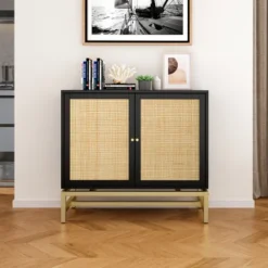 Arina Natural Rattan 2 Door Accent Cabinet With 1 Adjustable Inner Shelf - The Pop Maison -HOMCOM Store GUEST 2004ad30 1c41 42fb a1e2 303aa8e02b7b