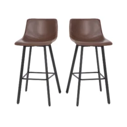 Flash Furniture Caleb Modern Armless 30 Inch Bar Height Commercial Grade Barstools With Footrests And Matte Iron Frames, Set Of 2 -HOMCOM Store GUEST 200edd9a 8c39 4153 bf64 116d380f316d