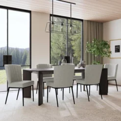 Channel Back Dining Chair With Metal Legs Light Gray - HomePop -HOMCOM Store GUEST 206c4339 855b 404e a722 fc88f452457d