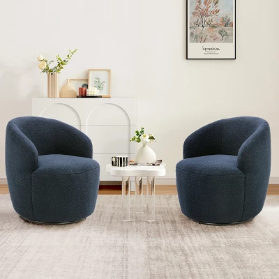Set Of 2 Fannie 25.60'' Wide Small Size Boucle Upholstered 360° Swivel Barrel Chair-The Pop Maison 16 Set Of 2 Fannie 25.60'' Wide Small Size Boucle Upholstered 360° Swivel Barrel Chair-The Pop Maison - Image 14
