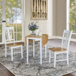Cain Small Dual Drop Leaf Dining Set With 2 San Remo Chairs White/Natural - International Concepts -HOMCOM Store GUEST 2130f471 050f 4445 9576 bf4b8fe4ae45