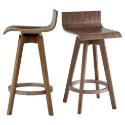 Set Of 2 24" Tisha Mid Century Modern Swivel Wood Counter Height Barstool - Inspire Q -HOMCOM Store GUEST 21c3cbd5 c2f5 4a81 b769 c29b0c5258f6