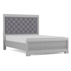 Tenaya Glam Bed With Button Tufted Headboard Silver - HOMES: Inside + Out -HOMCOM Store GUEST 223b9e7f c0f0 4106 8313 938dd2e7d294