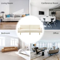 Lanna 76"Wide Vegan Leather Modern Style Convertible Futon Sofa Bed For Living Room Guest Bedroom | ARTFUL LIVING DESIGN -HOMCOM Store GUEST 22b210fb b3f2 4b5d 94bb 01e6aa4fff94