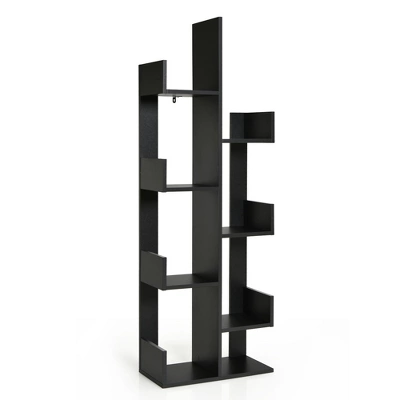 Costway 8-Shelf Bookcase Modern Tree Bookshelf Storage Decor Freestanding White/Black 11 Costway 8-Shelf Bookcase Modern Tree Bookshelf Storage Decor Freestanding White/Black - Image 9