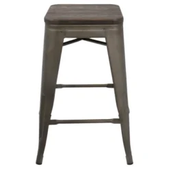 Set Of 2 Oregon Industrial Stackable Counter Height Barstool With Frame Antique Wood - Lumisource -HOMCOM Store GUEST 23913e62 1c32 48c3 aaa5 d119a5ee8420