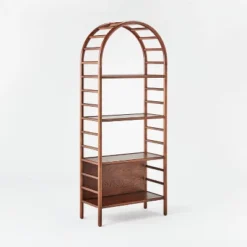 72" Holladay Curved Wooden Bookcase - Threshold™ Designed With Studio McGee -HOMCOM Store GUEST 245145c7 43e9 43cb 9096 d7c8d5f6dc83