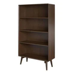 54.8" 4 Shelf Brittany Mid Century Modern Bookshelf Walnut - Novogratz