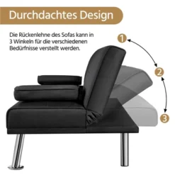 Yaheetech Convertible Futon Sofa Bed Tufted Fabric Futon With Cupholders And Pillows -HOMCOM Store GUEST 26c68fc7 fb13 4eca 96ce c6582e23c7d9