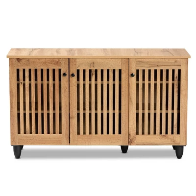 Fernanda Wood 3 Door Cabinet Oak Brown/Black - Baxton Studio 4 Fernanda Wood 3 Door Cabinet Oak Brown/Black - Baxton Studio - Image 2