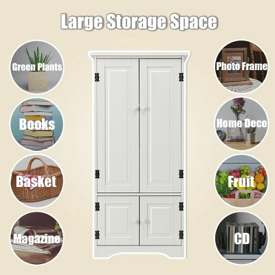 Costway Accent Storage Cabinet Adjustable Shelves Antique 2 Door Floor Cabinet White 7 Costway Accent Storage Cabinet Adjustable Shelves Antique 2 Door Floor Cabinet White - Image 5