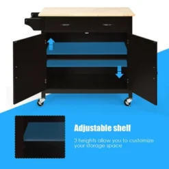 Costway Modern Rolling Kitchen Cart Island Wood Top Storage Trolley Cabinet Utility Brown -HOMCOM Store GUEST 274ce92c 1587 4733 bb22 49ec3953f650