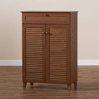 Shelf Wood Shoe Storage Cabinet With Drawer Coolidge Brown - Baxton Studio 10 Shelf Wood Shoe Storage Cabinet With Drawer Coolidge Brown - Baxton Studio - Image 8