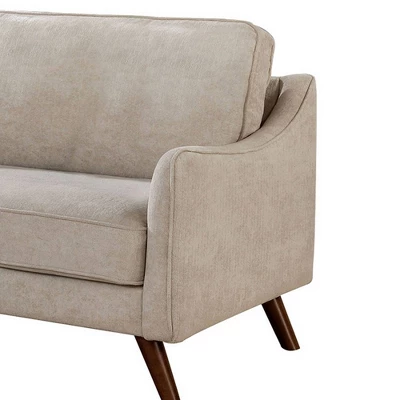 Fabric Upholstered Sofa With Tapered Angled Legs Beige - Benzara 5 Fabric Upholstered Sofa With Tapered Angled Legs Beige - Benzara - Image 3