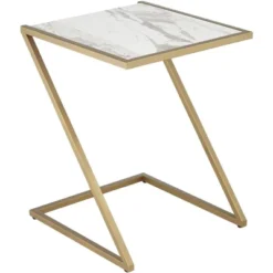 Kensington Hill Modern Gold Square Nesting Tables Set Of 3 19" Wide White Marble Tabletop For Living Room Bedroom Bedside Entryway -HOMCOM Store GUEST 286cb3a9 ec2d 4abf 9063 c3da81a1fde3