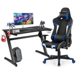 Costway Z-Shaped Racing Style Desk & Massage Gaming Chair Set For Home Office -HOMCOM Store GUEST 299f8e86 beb4 43fc b482 1679ac9a917d