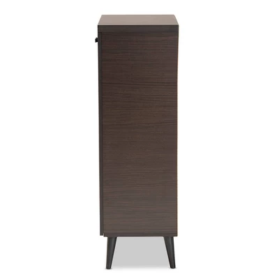 Salma Wood 2 Door Shoe Storage Cabinet Dark Brown - Baxton Studio 5 Salma Wood 2 Door Shoe Storage Cabinet Dark Brown - Baxton Studio - Image 3