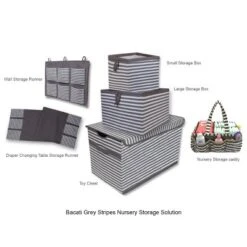 Bacati - Pin Stripes White/Gray Storage Box Large -HOMCOM Store GUEST 2ad6c36a 1b30 46bf 84d7 93633a2b9869