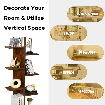 Costway 8-shelf Bookcase Freestanding Tree Shelf Display Storage Stand BlackWhite 11 Costway 8-shelf Bookcase Freestanding Tree Shelf Display Storage Stand BlackWhite - Image 9