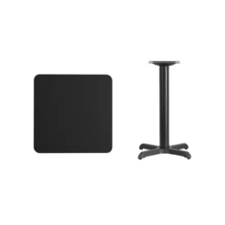 Emma And Oliver 24" Square Black Laminate Table Top With 22"x22" Table Height Base