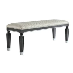 55" House Beatrice Two-Tone Ottoman Beige Fabric/Charcoal/Light Gray - Acme Furniture