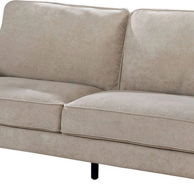 Fabric Upholstered Sofa With Tapered Angled Legs Beige - Benzara 4 Fabric Upholstered Sofa With Tapered Angled Legs Beige - Benzara - Image 2