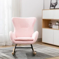 Upholstered Rocking Accent Chair With High Backrest And Armrests-ModernLuxe