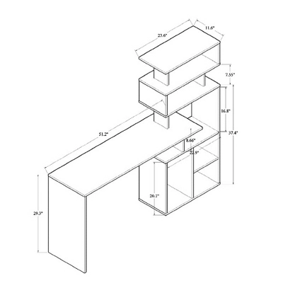 Foster Wood Storage Desk With Shelves Walnut/Brown - Baxton Studio 8 Foster Wood Storage Desk With Shelves Walnut/Brown - Baxton Studio - Image 6