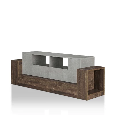 Lums TV Stand For TVs Up To 80" Cement/Reclaimed Oak - MiBasics 7 Lums TV Stand For TVs Up To 80" Cement/Reclaimed Oak - MiBasics - Image 5