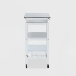 Hennington Kitchen Cart With Stainless Steel Top White - Boraam