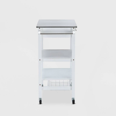 Hennington Kitchen Cart With Stainless Steel Top White - Boraam 3 Hennington Kitchen Cart With Stainless Steel Top White - Boraam