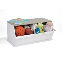 Badger Basket Two Bin Stackable Storage Cubby White/Gray Woodgrain 19 Badger Basket Two Bin Stackable Storage Cubby White/Gray Woodgrain -HOMCOM Store GUEST 2dab8351 2ff5 4c49 b07d e8e296bda386