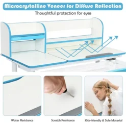 Costway Adjustable Height Kids Study Desk Drafting Table Computer Station PinkBlue 17 Costway Adjustable Height Kids Study Desk Drafting Table Computer Station PinkBlue -HOMCOM Store GUEST 2eacc291 9562 4c4a 9586 75df8c9b45bb